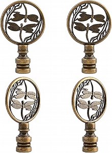 4 Pack Brass Lamp Finial for Oriental Asian Lamp Shade, Antique Metal Decorative Dragonfly Style Lamp Finials Cap Knob for Table Lamp, Floor Lamp, Home décor (Bronze Color-4 Pack)