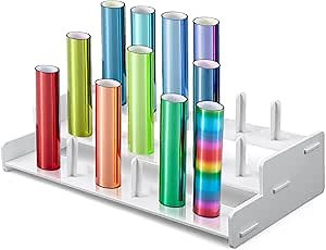 Chunful 18 Roll Bulletin Board Paper Roll Holder Farmhouse Style Wooden Bulletin Board Roll Station Holder Storage Organizer Assemble Storage Rack for Classroom Supply Art Poster Vinyl Paper File Rack