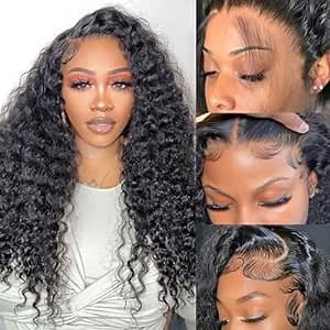13x6 Deep Curly Lace Front Wigs Human Hair 180 Density, 20 Inch Curly Lace Frontal Wig Pre Plucked with Baby Hair (20inch, 13x6 Curly Wig)