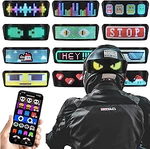 AINSKO Motorcycle Helmet Light with Bluetooth Programmable App,Waterproof Motorcycle Helmet Safety Light,Motorcycle Accessories, large, Black