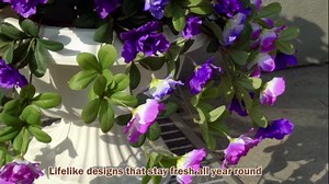 Homsunny Artificial Fake Flowers for Outdoor, 2PCS Realistic Fake Outdoor Flowers Plants, UV Resistant Silk Faux Flower for Outside Front Door Porch Planters Patio Yard Garden Window