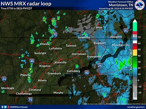 Latest NWS Morristown radar loop a few showers and an isolated storm moving from north or northeast to south southwest. Expect activity to decrease with sunset. | US National Weather Service Morristown Tennessee