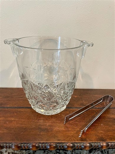 Small Glass Ice Bucket & Tongs Made in Italy - Etsy