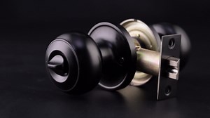 Probrico Bath/Bed Door Knobs in Flat Black Finish, Flat Ball Privacy Door Knobs Keyless Interior Locks for Bedroom Bathroom, 3 Pack