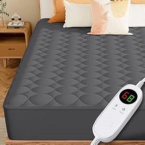 MASVIS Full Size Heated Mattress Pad - Quilted Electric Mattress Pad Cover - Auto Shut Off Bed Warmer with Deep Pocket, Machine Washable, Gray