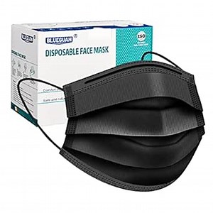 Disposable Face Masks - （50/200/300/600） Pack Protective Mask for Women and Men，3 Ply Breathable Adult Face Masks (Adult-black-100 Pcs)