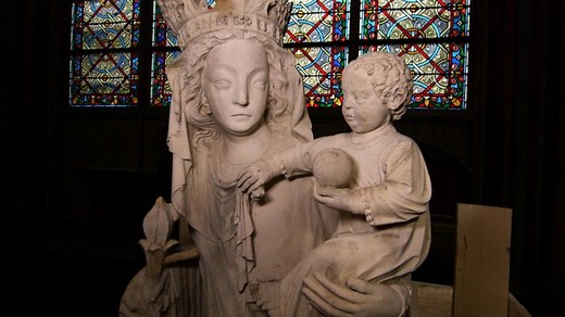 Exclusive look at the statue of the Virgin Mary in Notre Dame Cathedral