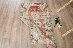 2x4 Red Vintage Mat, Oushak Rug, Turkish Rug, Bath Mat, Bathroom Rug, Kitchen Throw Carpet, Door Mat, Bohemian Rug, Bathroom Decor, 2x4 Rug - Etsy