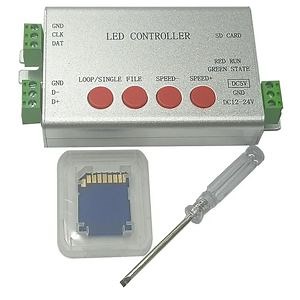 [Hot Item] H801sb LED SD Card Spi Controller 12V 24V Max 2048 Pixels Strip Light Ws2811 Ws2812b DMX512 to Spi 12V Dimmer