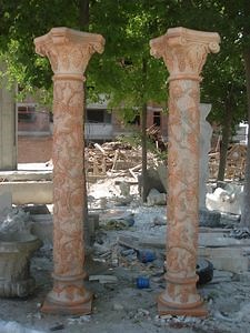 [Hot Item] Outdoor Building Material Garden Decorative Red Marble Roman Pillar Natural Stone Column (SYMC-010)