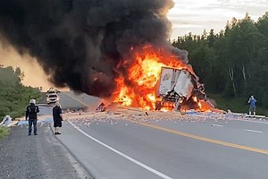 UPDATED: Both transport truck drivers killed in fiery head-on collision on Trans-Canada Highway in Central Newfoundland: RCMP