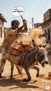 7.9K reactions · 369 shares | Baby Donkey was beaten for being too slow...  A baby donkey, carrying loads too heavy for his tiny body, gets brutally beaten by his cruel owner. Crying and alone, no one helps... until a brave mama cat and her kitten see him. ❤️𢡊 What happens next will break your heart. 凉 Watch till the end.  . . . . #animalrescue #donkey #emotional #sacrifice #viral | Story Peekers | Facebook