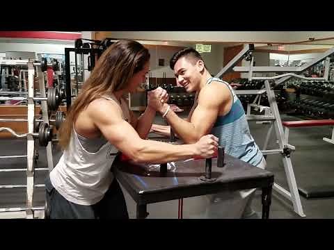 Arm-wrestling Women Bodybuilder VS Strong Man (Mixed Arm wrestling)