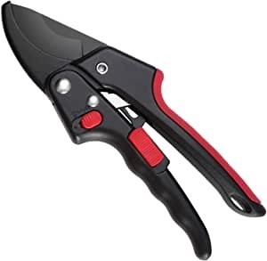 8"Dual mode switch Professional Ratchet Anvil Pruning Shears (LZ-DJ-011BR), Ratcheting Mechanism, Anvil Groove Design,Garden Shears Clippers, Anvil Pruner,Hand Tools Scissors Loppers