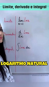 LIMITE, DERIVADA e INTEGRAL DE LOGARITMO NATURAL✅ | Matemática profmaura