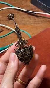 Lighting up my pendant lamp. This piece will look perfect in a dollhouse foyer or stairwell.. #esthersminiatures #dollhouseminiatures #maisondepoupee #poppenhuis #puppenhaus | Esther's Miniatures