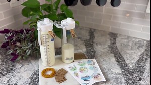 Moose N' Otter Creations Glass Breast Milk Pitcher for Fridge (2 Pack, 21 Oz) Not Your Cow's Milk Pop-Top Breastmilk Storage Bottles w/Expiration Tags & 12 Stickers- Breast Milk Storage Containers