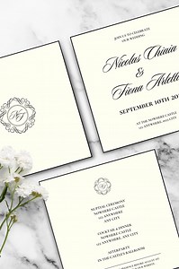 Elegant Classy Wedding Invitation Suite With Customizable Initials Logo Template Editable on Canva - Etsy