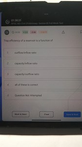 Trap efficiency of a reservoir is a function ofoutflow/inflow... | Filo