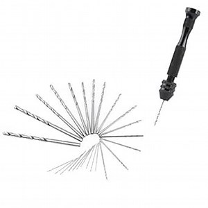 Hand Drill Bits Set,DIY Precision Pin Vise Model Mini Hand Spiral Drill with 25pcs 0.3mm to 3.6mm Micro Drill Bits (Black)