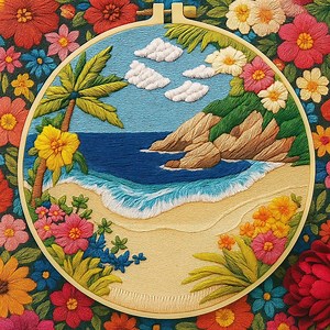 Ocean View Embroidery Kit – DIY Tropical Beach Hand Stitching Set, Beginner-friendly Summer Needlepoint Craft - Etsy Canada