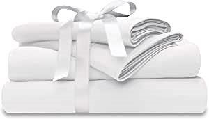 Moisture-Wicking + Cooling Bed Sheet Set (California King, Standard Pocket, White)