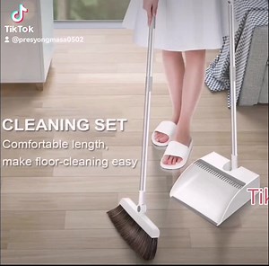 Household Cleaner Sturdy & Durable Long Handle Sweeper Foldable and Rotatable Broom and Dustpan Set | Presyongmasa