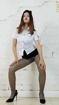 Sexy Asian Dance - Black Tight Skirt White Top Black Pantyhose