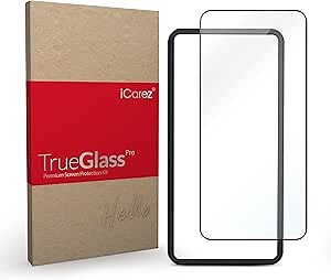 iCarez Tempered Glass Screen Protector for Samsung Galaxy S22 Plus Case Friendly [Full Coverage + Tray installation] Easy to Apply Fingerprint Compatible