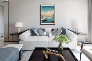 Puerto Banus Spain Vintage Travel Poster - Luxury Mediterranean Harbor, Retro Nautical Art, Costa Del Sol Decor - Etsy