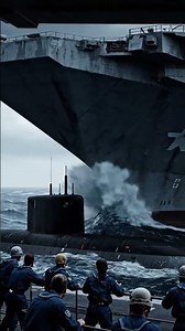 Aircraft Carrier Scrapes Submarine