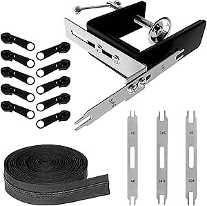 Pcmursal Zipper Pull Tool, Zipper Jig Sliders, Double end Zipper Tool, Zipper Jig Tool for Zipper Pulls, Stainless Steel Zipper Pulling Jig Tool for Tailor Shop, Black, REZ2024321