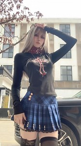 Embrace your edgy side with this Punk outfit! ⚡🔥 Y2K Navy Blue Plaid Mini Pleated Skirt: Search BNTSW-003 on https://www.devilinspired.com/ for $57.00 💙 Cross and Wing Print Cropped Top: Search BNTSW-007 for $52.00 🖤✨ 🛒 Don’t miss out—shop now! ⏳💫 🚚 FREE International Standard Shipping on orders over $99.00! 🌍📦 #punkstyle #edgyfashion #shopnow #DevilInspired | Devilinspired