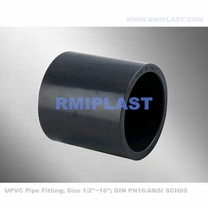 [Hot Item] PVC Equal Coupling of DIN Pn16 Plastic Pipe Fitting Connector Socket UPVC Fittings Straight Dark Grey Coupler for Industrial
