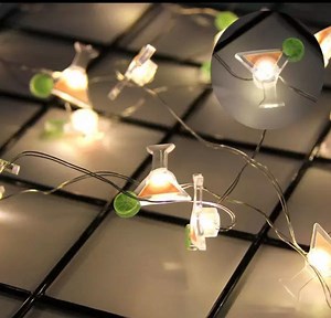 Martini Cocktail String Lights, Bachelorette Party Bar Decor, 7 Foot