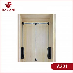 Space-Saving Pull Down Clothes Rail for Wardrobe Organization