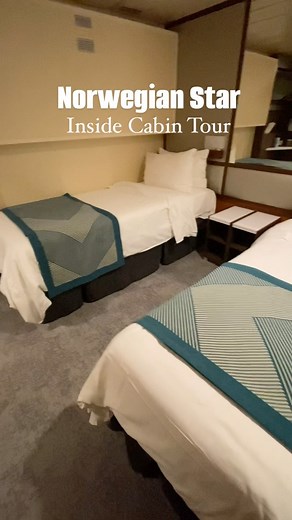 Tour the inside cabin we spent 16 nights in on the Norwegian Star. This is cabin 5609 on deck 5 midship. It sleeps up to 3 with a pull-down bed for the 3rd guest. Things we loved about the cabin: -Space and layout -4 USB ports (one by each lower bed and two near the desk area -HUGE shower with solid sliding door (if you enjoy getting intimate with the cloth shower curtains, you’ll be disappointed). -Mini-fridge -Good temperature control -Location right by the midship elevators. Super convenient!