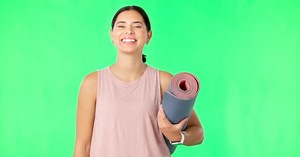Woman Face Smile Yoga Green Screen Mockup Space Fitness Pilates