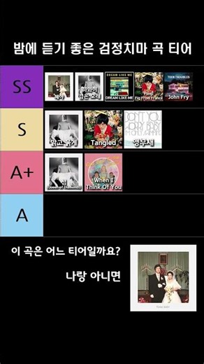 밤에 듣기 좋은 검정치마 곡 티어리스트 나랑 아니면의 티어는?