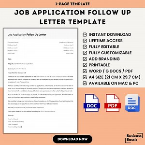 Job Application Follow-up Letter Template, Post Job Application Follow-up Letter, Job Application Rejection Letter, Thank You Letter - Etsy Canada