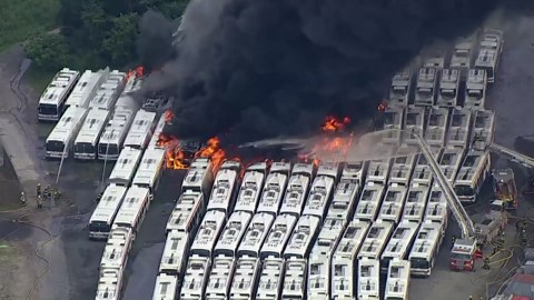 Large fire takes over part of bus depot