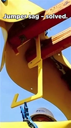 Jumper sag -- handled. 👊 The Jumper-Aid™ was invented by a lineman for linemen. Quick install by hand or shotgun stick. #LinemanLife #OverheadLines #BucketTruck #UtilityWork | Utility Solutions Inc.