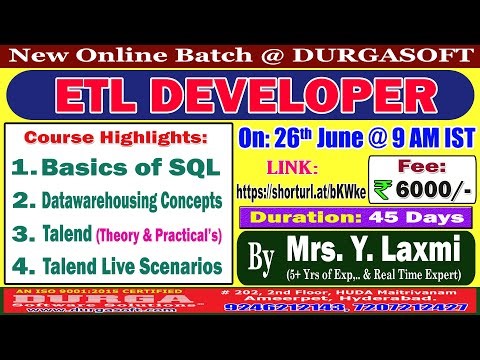 ETL DEVELOPER Online Training @ DURGASOFT