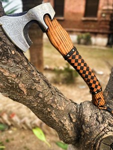 Handcrafted Engraved Viking Axe | Leather Wrapped Wooden Handle - Etsy UK