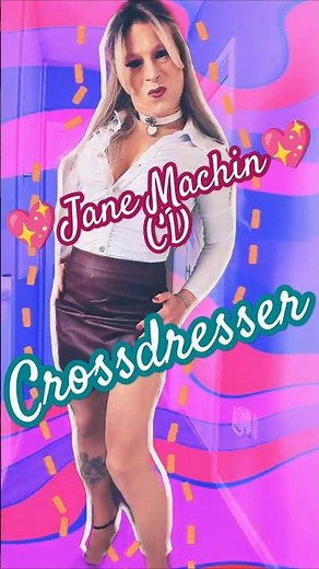 Crossdresser 💖 Blonde in Leather Skirt & White Top #crossdressing #transvestite #makeup