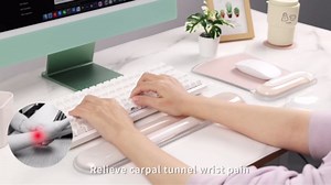 Ospelelf Clear Mouse Pad with Wrist Rest and Ergonomic Gel Keyboard Hand Wrist Set, Support for Typing Gaming, Relieve Wrist Pain, Cool & Easy to Clean, for Office, Programmer, Home Computer Use