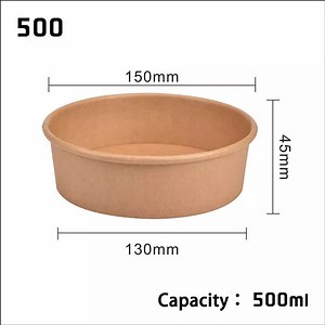 [Hot Item] Customized Design Kraft Food Containers Wholesale Eco-Friendly Kraft 500ml Paper Soup Salad Bowl Cups with Lid
