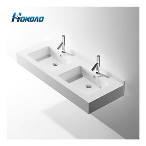 [Hot Item] White Solid Surface Wall-Hung Basin Stylish Bathroom Basin Cast Marble High End Hotel Basin