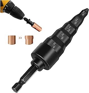 Swage Tube Expander HVAC Repair Tool, 5 in 1 Air Conditioner Copper Pipe Expander Swaging Drill Set Copper Tubing Tool with 1/4, 3/8, 1/2, 5/8, 3/4 Bits