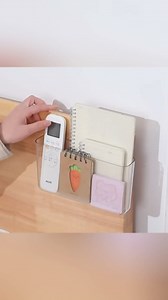 Wall Mounted Remote Control Holder, Clear Wall Mounted File Organizers Adhesive Mobile Phone Storage Organizers Box Plastic Stationery Storage Box